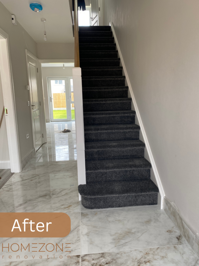 After carpet fitting on landing stairs